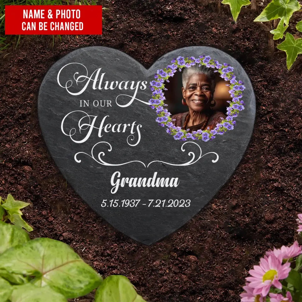 Always In Our Hearts - Personalized Memorial Stone, Memorial Gift - MS66