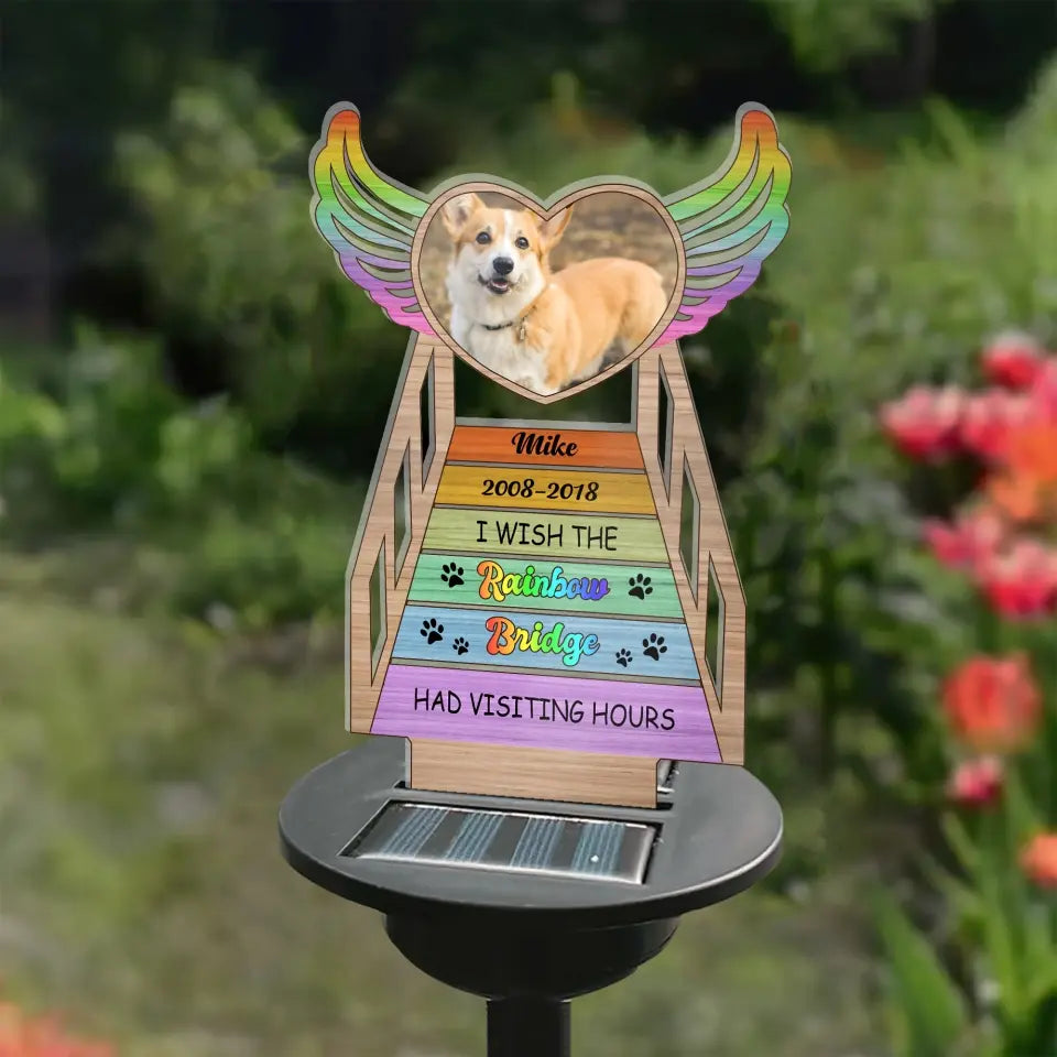 I Wish Rainbow Bridge Had Visiting Hours Personalized Solar Light, Pet Loss Gift - SL127