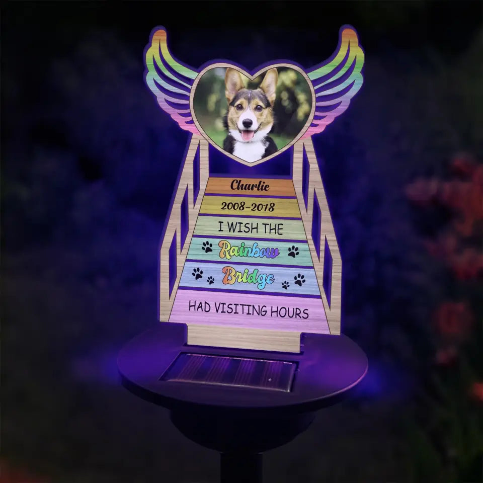I Wish Rainbow Bridge Had Visiting Hours Personalized Solar Light, Pet Loss Gift - SL127