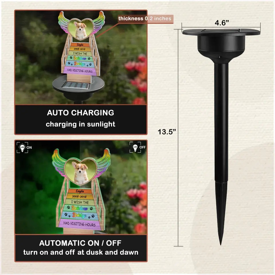 I Wish Rainbow Bridge Had Visiting Hours Personalized Solar Light, Pet Loss Gift - SL127