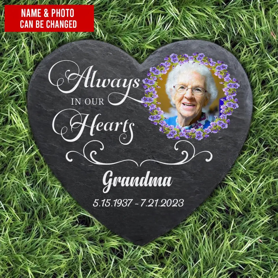 Always In Our Hearts - Personalized Memorial Stone, Memorial Gift - MS66