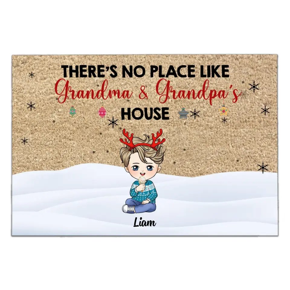 There’s No Place Like Grandma &amp; Grandpa’s House - Personalized Doormat, Gift For Christmas - DM248