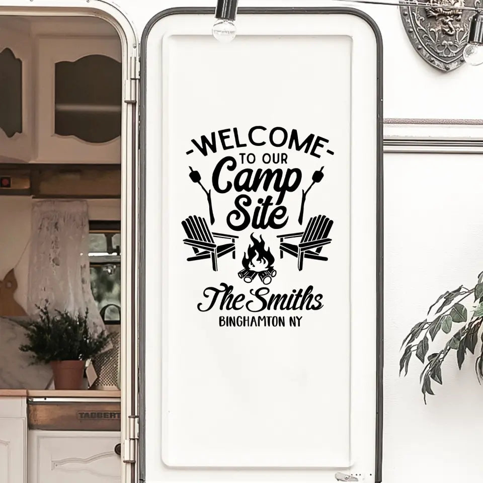 Welcome To Our Campsite - Personalized Decal, Gift For Camping Lovers - PCD97