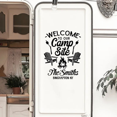 Welcome To Our Campsite - Personalized Decal, Gift For Camping Lovers - PCD97