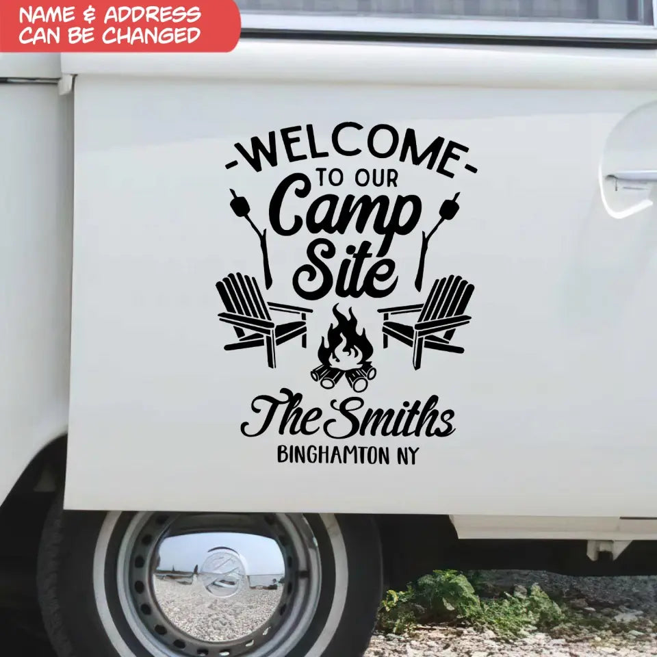 Welcome To Our Campsite - Personalized Decal, Gift For Camping Lovers - PCD97
