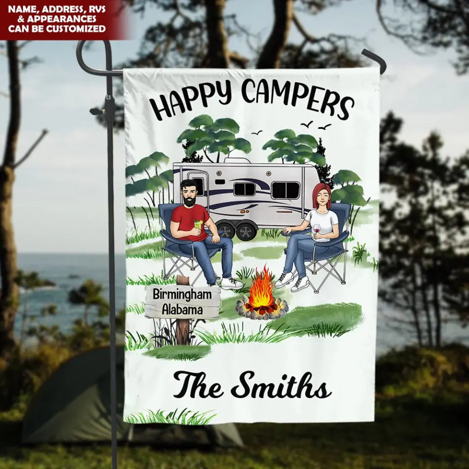 Happy Campers - Personalized Garden Flag, Gift For Camping Lovers - GF151
