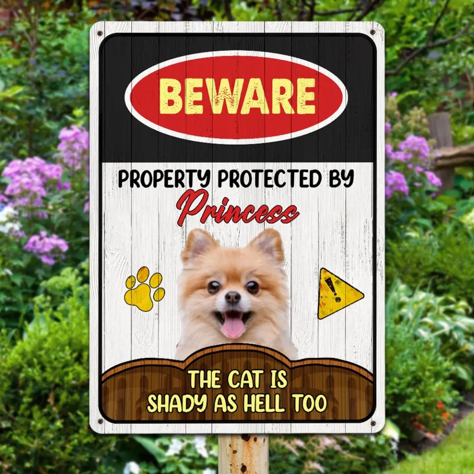 Beware Of Dog, Guarded By The Dog - Personalized Metal Sign, Gift For Dog Lovers - MTS745