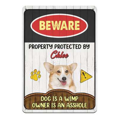 Beware Of Dog, Guarded By The Dog - Personalized Metal Sign, Gift For Dog Lovers - MTS745
