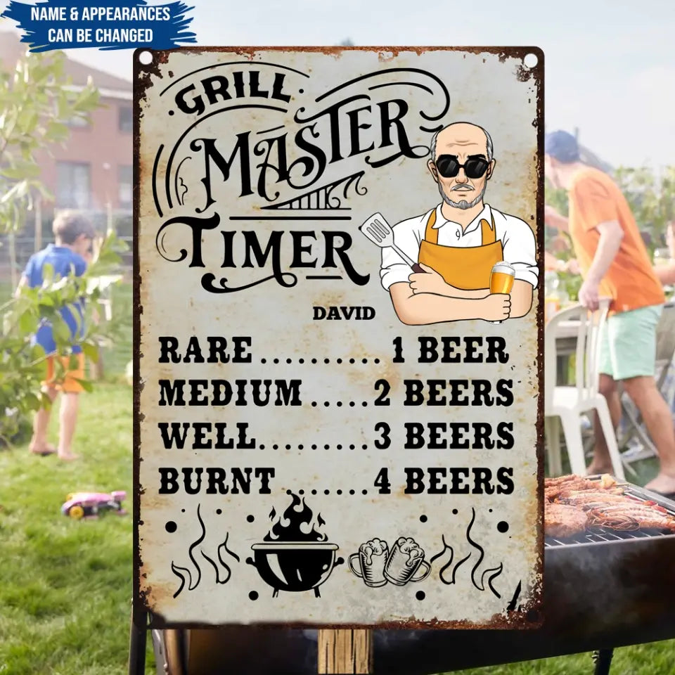 Grill Master Timer - Personalized Metal Sign, Metal Sign Gift For Family - MTS746