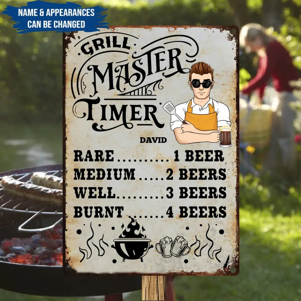 Grill Master Timer - Personalized Metal Sign, Metal Sign Gift For Family - MTS746
