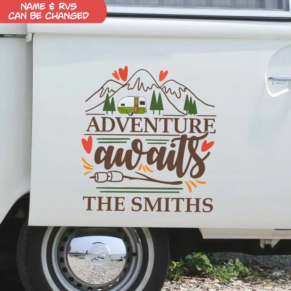 Adventure Awaits Camping - Personalized Decal, Gift For Camping Lovers, Camping Gift - PCD98