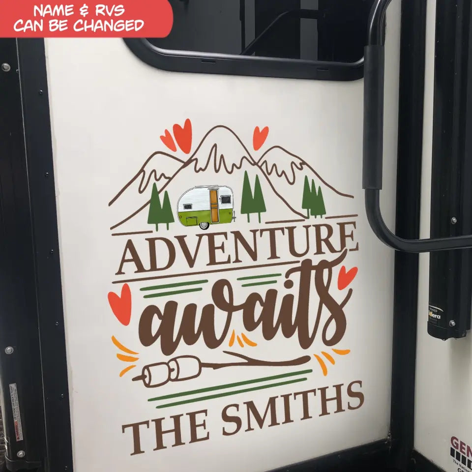 Adventure Awaits Camping - Personalized Decal, Gift For Camping Lovers, Camping Gift - PCD98