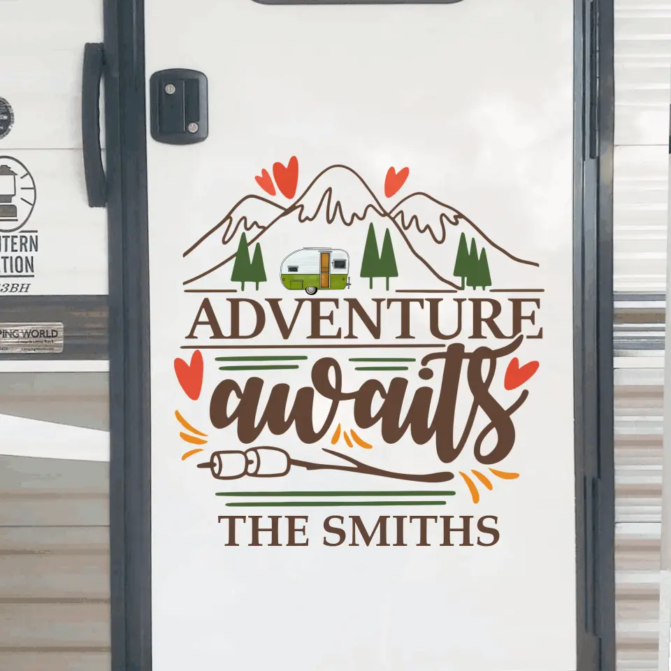 Adventure Awaits Camping - Personalized Decal, Gift For Camping Lovers, Camping Gift - PCD98