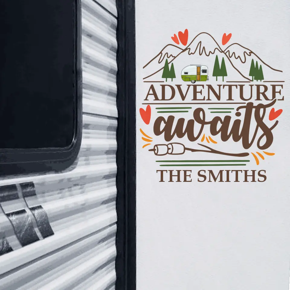 Adventure Awaits Camping - Personalized Decal, Gift For Camping Lovers, Camping Gift - PCD98