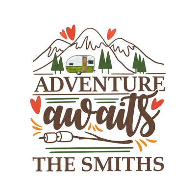 Adventure Awaits Camping - Personalized Decal, Gift For Camping Lovers, Camping Gift - PCD98