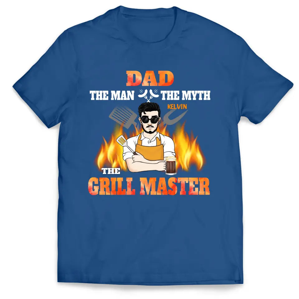 Dad The Man The Myth The Grill master - Personalized T-Shirt, T-Shirt For Dad, Grandpa - TS1049