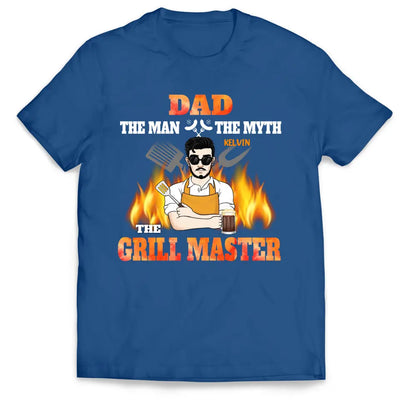 Dad The Man The Myth The Grill master - Personalized T-Shirt, T-Shirt For Dad, Grandpa - TS1049
