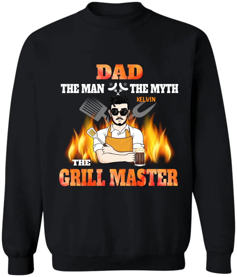 Dad The Man The Myth The Grill master - Personalized T-Shirt, T-Shirt For Dad, Grandpa - TS1049