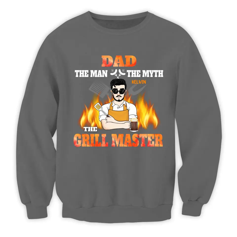 Dad The Man The Myth The Grill master - Personalized T-Shirt, T-Shirt For Dad, Grandpa - TS1049
