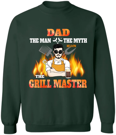 Dad The Man The Myth The Grill master - Personalized T-Shirt, T-Shirt For Dad, Grandpa - TS1049