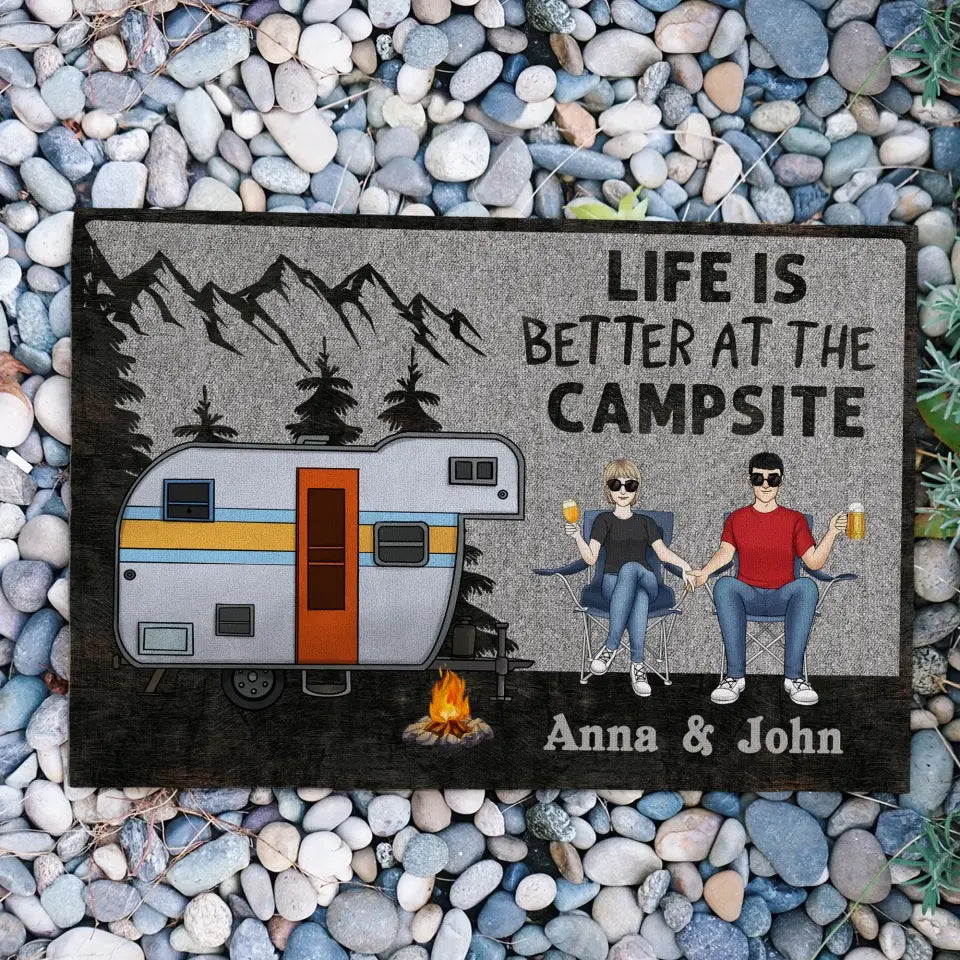 Life Is Better At The Campsite - Personalized Doormat, Doormat Gift For Camping Lover - DM261