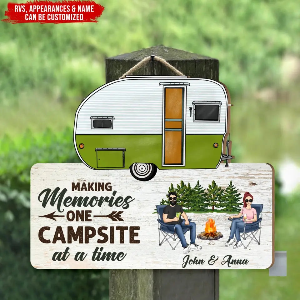 Making Memories One Campsite - Personalized Custom Shaped Wood Sign, Gift For Camping Lovers - DS723