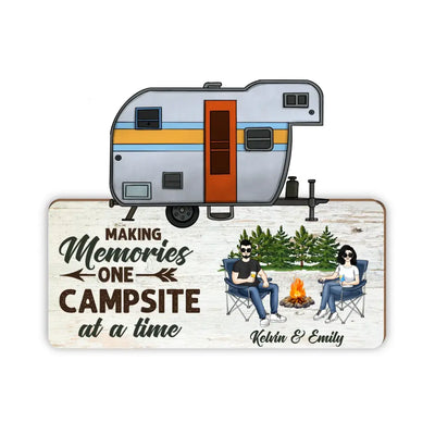 Making Memories One Campsite - Personalized Custom Shaped Wood Sign, Gift For Camping Lovers - DS723