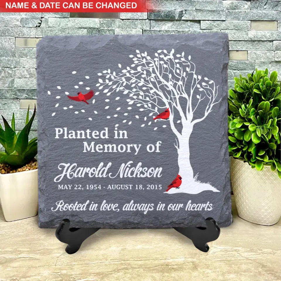 Personalized Wood Layered Flower Stand & Succulent Memorial Gift “Thoughts of You Forever Bloom