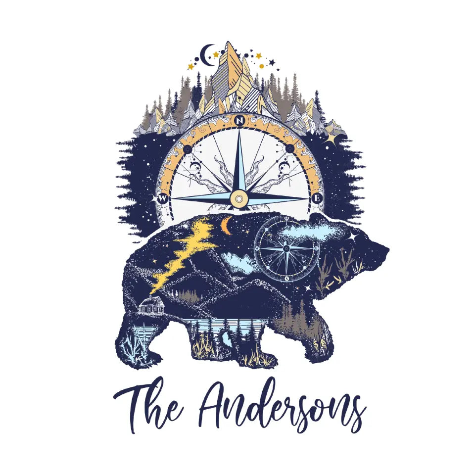 Bear And Mountains - Personalized Decal, Camping Gift For Camping Lovers - PCD100