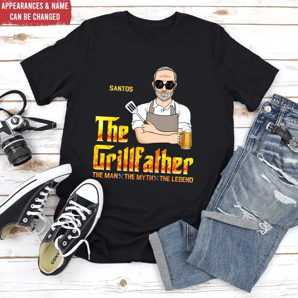 The Grill Father - Personalized T-Shirt, Gift For Family - TS1056