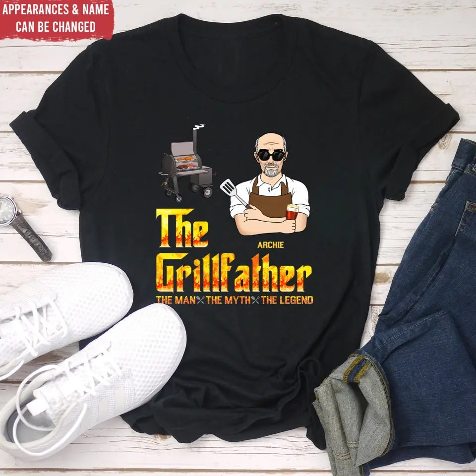 The Grill Father - Personalized T-Shirt, Gift For Family - TS1056