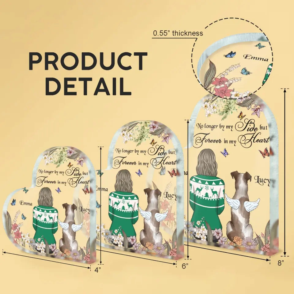 No Longer By My Side But Forever In My Heart - Personalized Acrylic Plaque, Acrylic Plaque Gift For Dog Lover - AP21