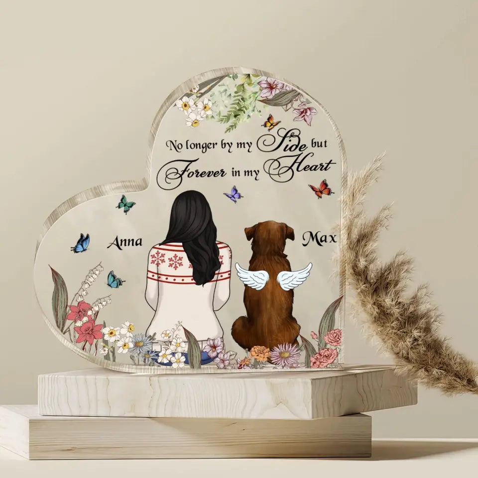 No Longer By My Side But Forever In My Heart - Personalized Acrylic Plaque, Acrylic Plaque Gift For Dog Lover - AP21