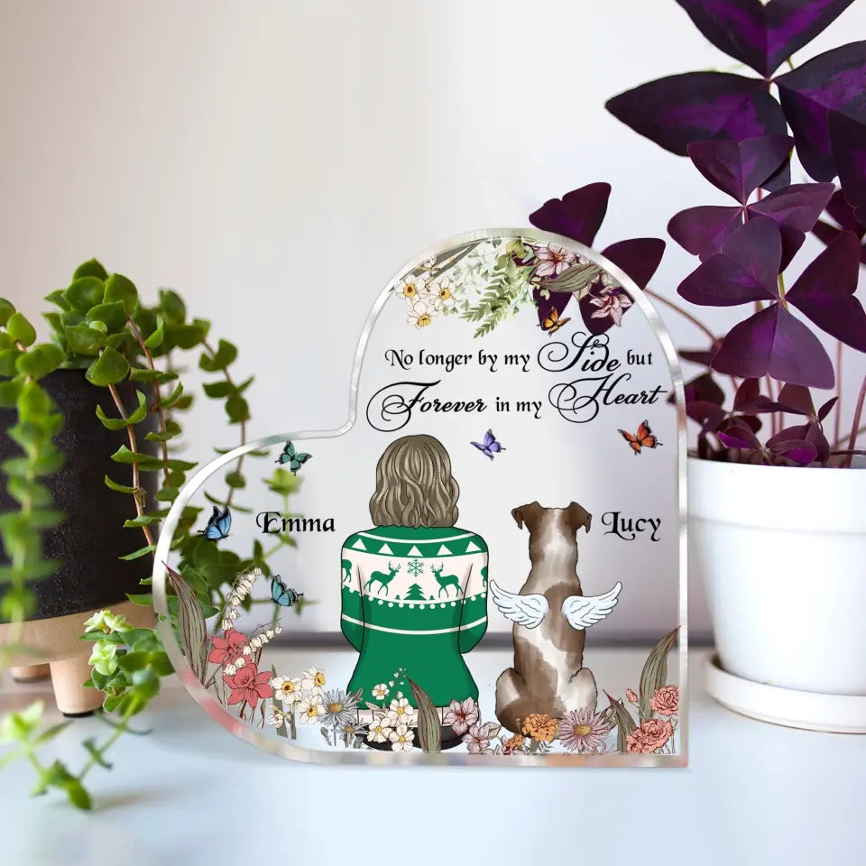 No Longer By My Side But Forever In My Heart - Personalized Acrylic Plaque, Acrylic Plaque Gift For Dog Lover - AP21