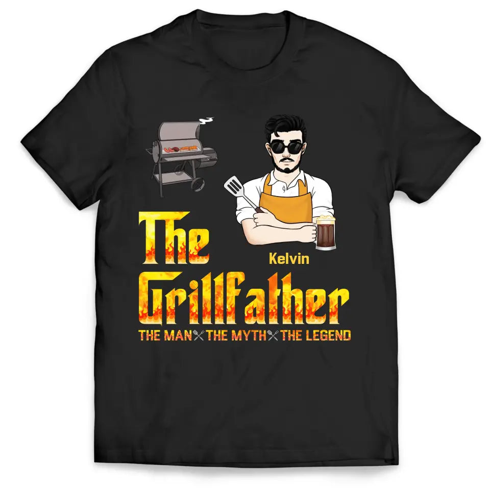 The Grill Father - Personalized T-Shirt, Gift For Family - TS1056