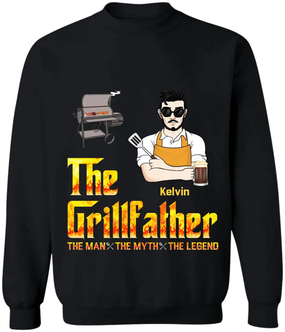 The Grill Father - Personalized T-Shirt, Gift For Family - TS1056