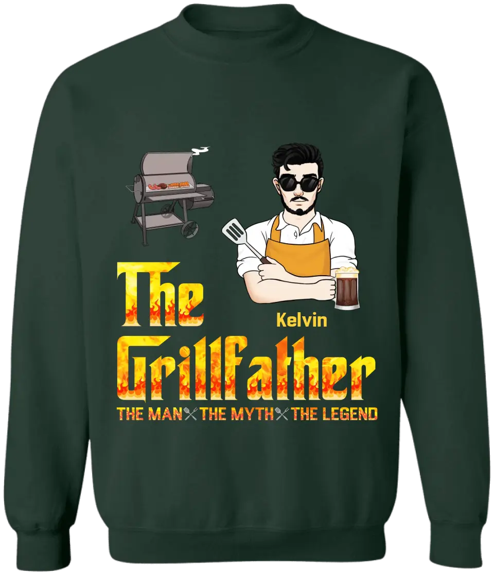 The Grill Father - Personalized T-Shirt, Gift For Family - TS1056