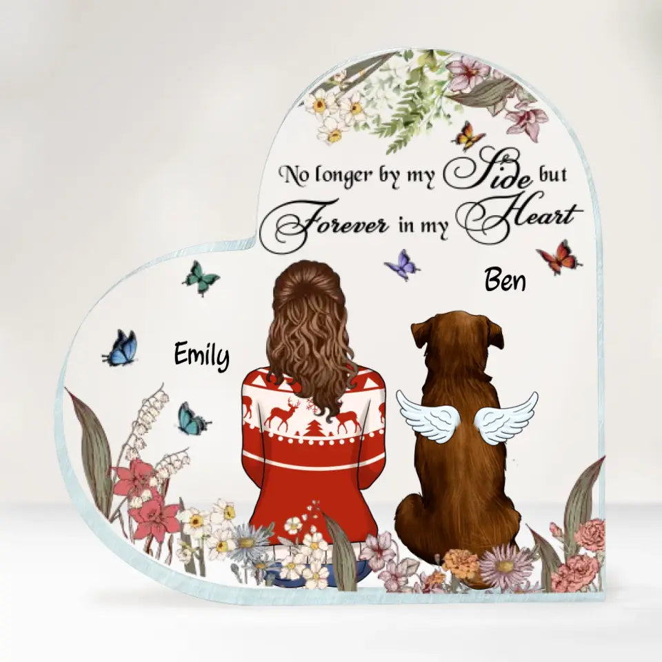 No Longer By My Side But Forever In My Heart - Personalized Acrylic Plaque, Acrylic Plaque Gift For Dog Lover - AP21