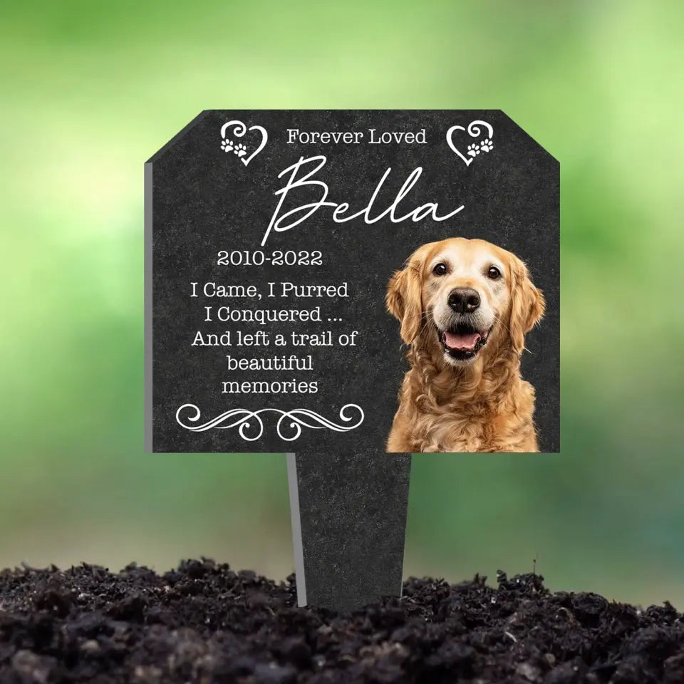 Forever Loved I Came, I Purred I Conquered And Left A Trail Of Beautiful Memories - Personalized Plaque Stake - PS65