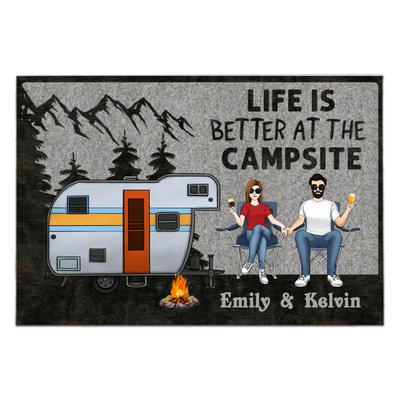 Life Is Better At The Campsite - Personalized Doormat, Doormat Gift For Camping Lover - DM261
