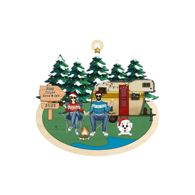 Happy Campers - Personalized Wooden Ornament, Christmas Gift For Couple/ Friends/ Family, Gift For Camping Lovers - ORN244