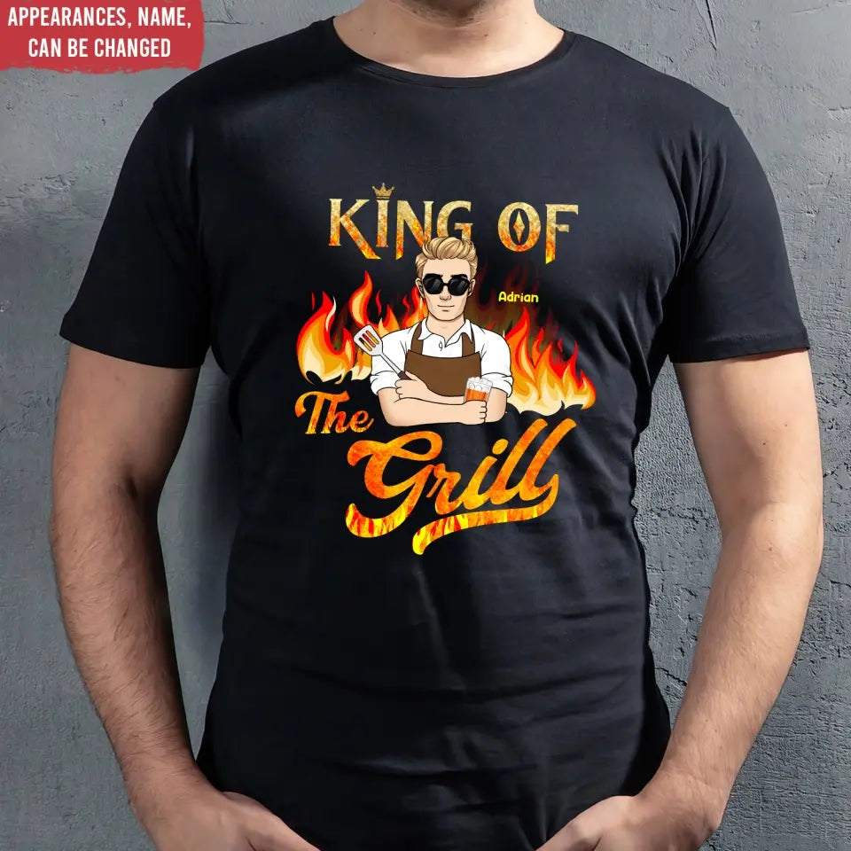 King Of The Grill - Personalized T-Shirt, Gift For Dad, Grandpa - TS1059