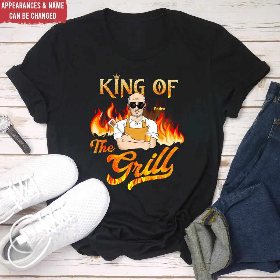 King Of The Grill - Personalized T-Shirt, Gift For Dad, Grandpa - TS1059