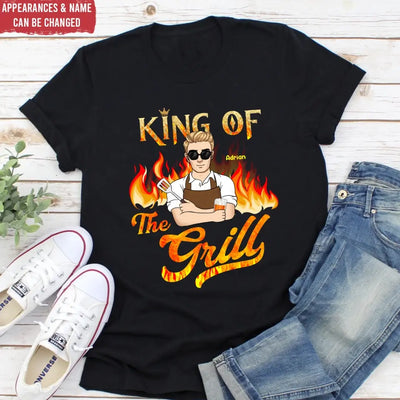 King Of The Grill - Personalized T-Shirt, Gift For Dad, Grandpa - TS1059