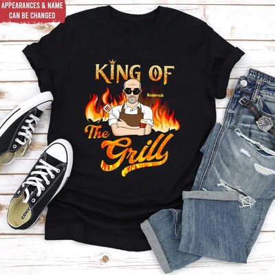 King Of The Grill - Personalized T-Shirt, Gift For Dad, Grandpa - TS1059