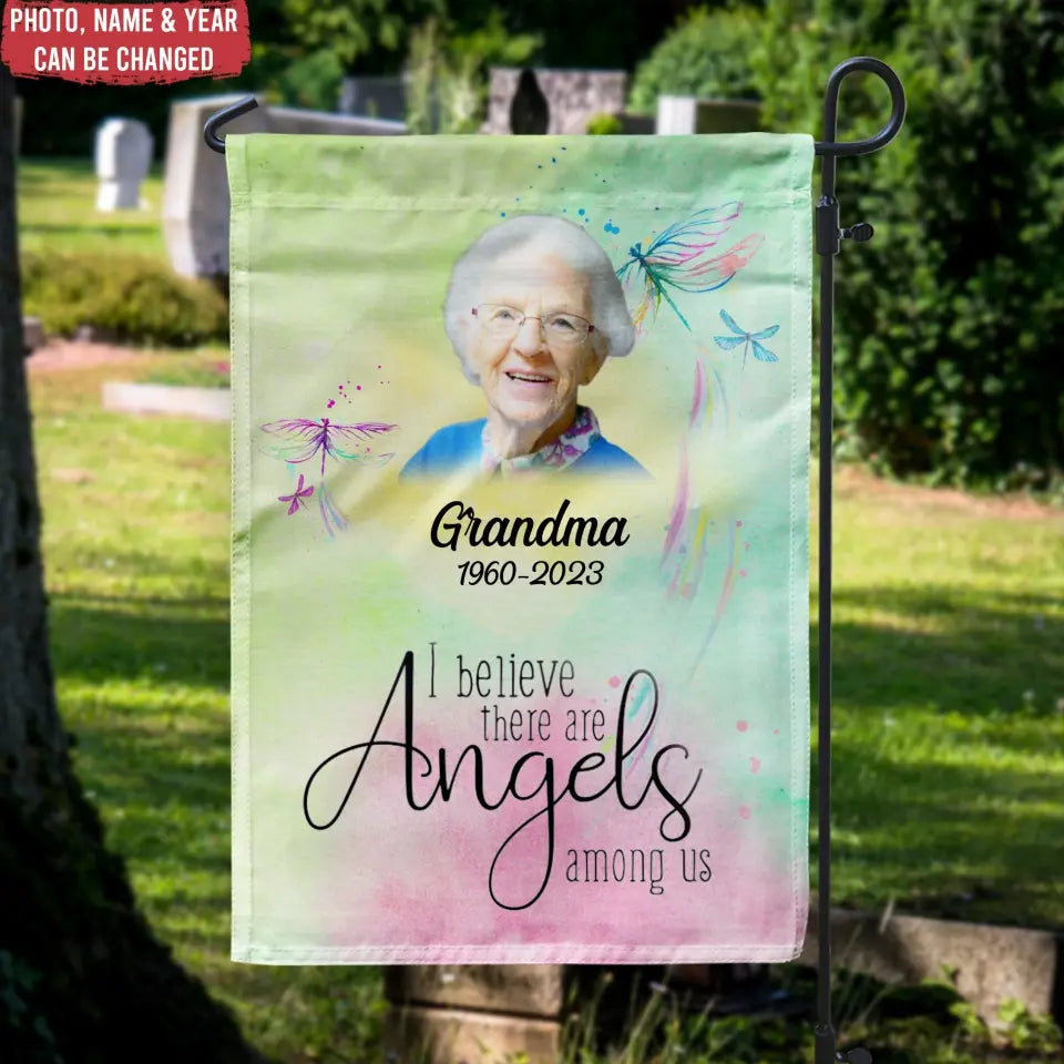 I Believe There Are Angels Among Us - Personalized Garden Flag, Memorial Gift For Loss Of Loved One - GF156