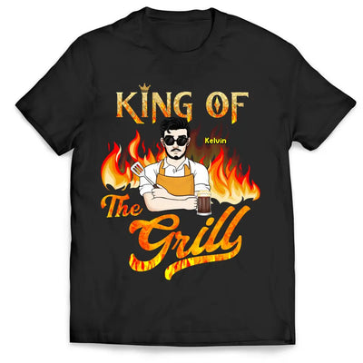 King Of The Grill - Personalized T-Shirt, Gift For Dad, Grandpa - TS1059