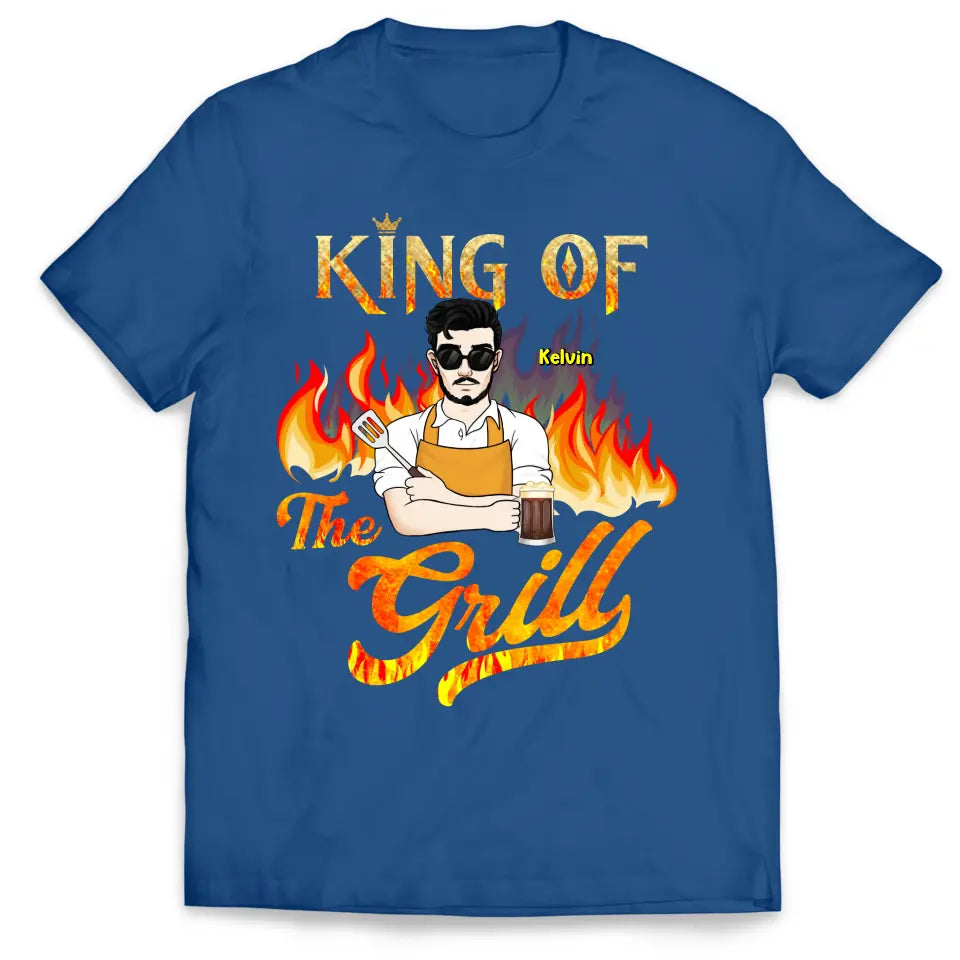 King Of The Grill - Personalized T-Shirt, Gift For Dad, Grandpa - TS1059