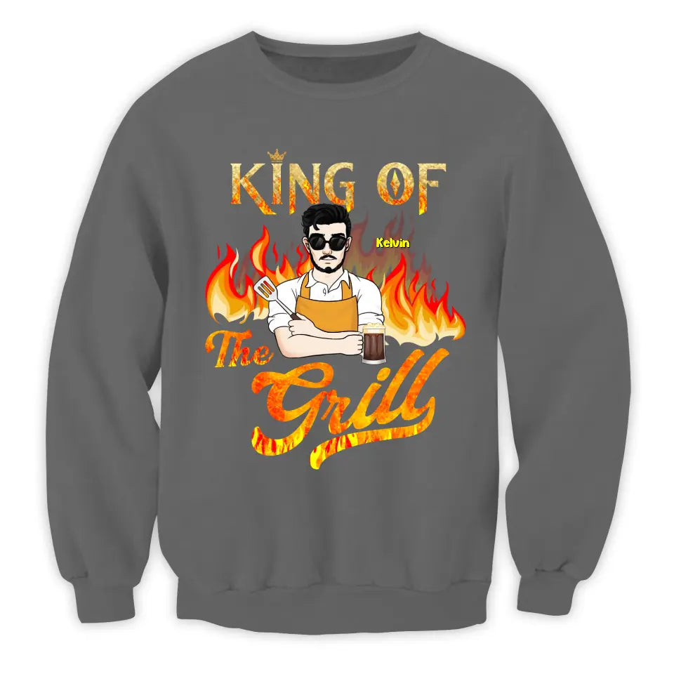 King Of The Grill - Personalized T-Shirt, Gift For Dad, Grandpa - TS1059