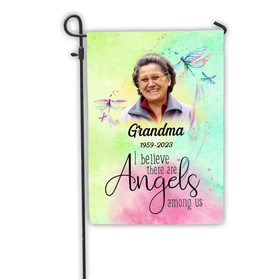 I Believe There Are Angels Among Us - Personalized Garden Flag, Memorial Gift For Loss Of Loved One - GF156